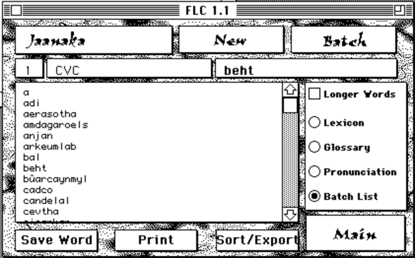 Fantasy Language Creator Hypercard Stack