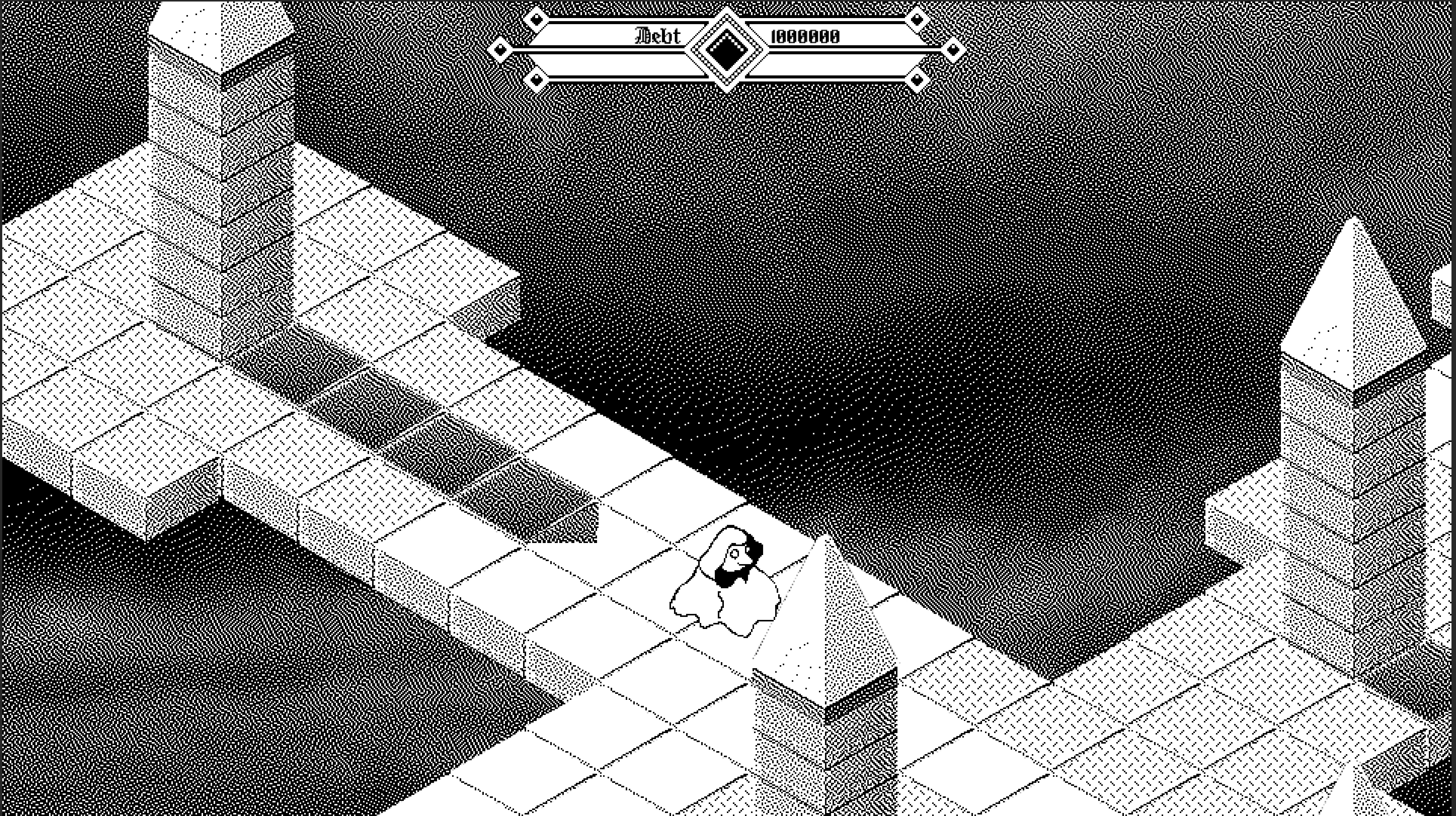 screenshot of obelisk game with patterns drawn on ground tiles